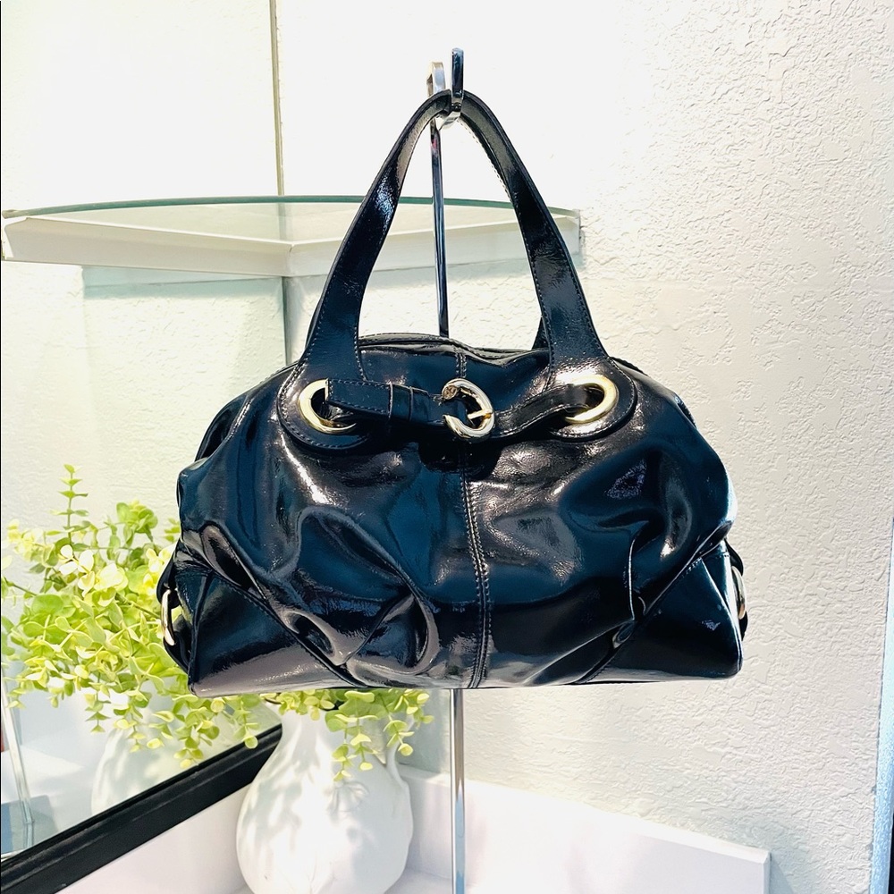 Francesco Biasia Black Patent Leather Handbag